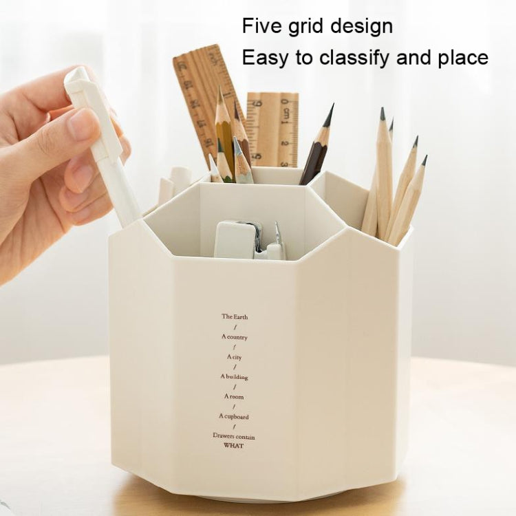Large Capacity Desktop Storage Box Student Office Pen Bucket, Color: Non-rotating Beige