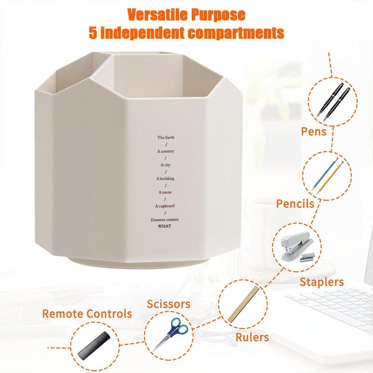 Large Capacity Desktop Storage Box Student Office Pen Bucket, Color: Rotating Beige