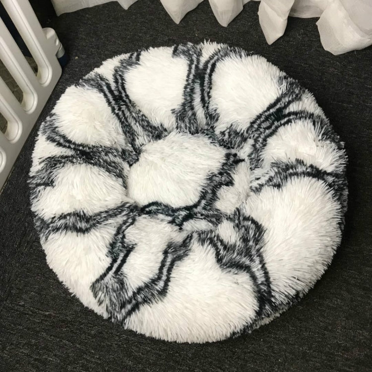 Long-haired Round Pet Kennel Warm Pet Bed, Specification: 40cm(Dark Gray)