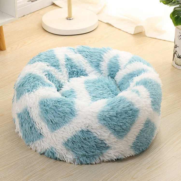 Long-haired Round Pet Kennel Warm Pet Bed, Specification: 60cm(Blue)