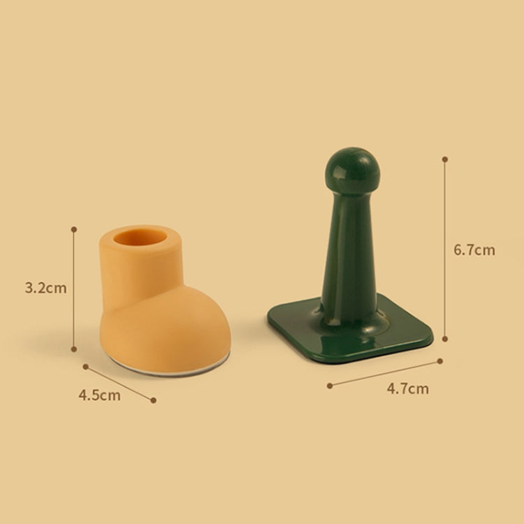 Round Toe Shoe Door Suction Home Silicone Anti-collision Door Blocker(Pine Green+Light Yellow)