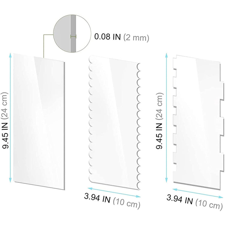 6 In 1 Clear Acrylic Cake Scraper Smoothing Tool Set