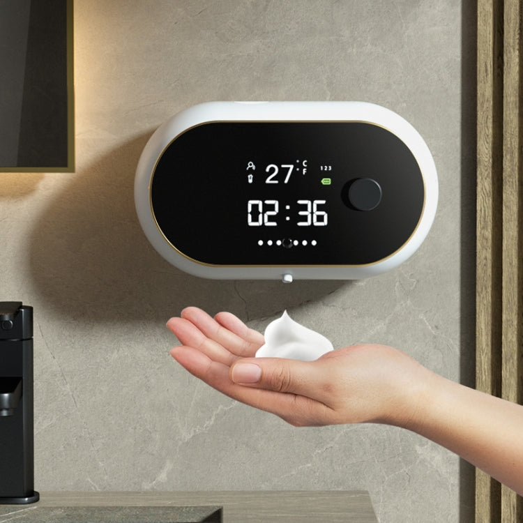 W2 Wall-mounted USB Charging  Automatic Foam Soap Dispenser With Time Temperature Display(White)
