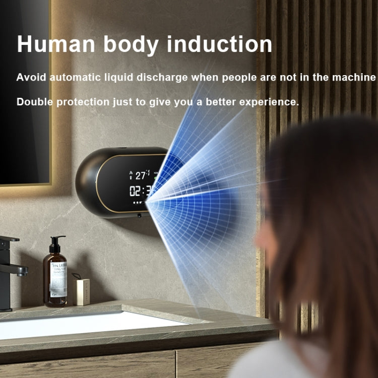 W2 Wall-mounted USB Charging  Automatic Foam Soap Dispenser With Time Temperature Display(Black)