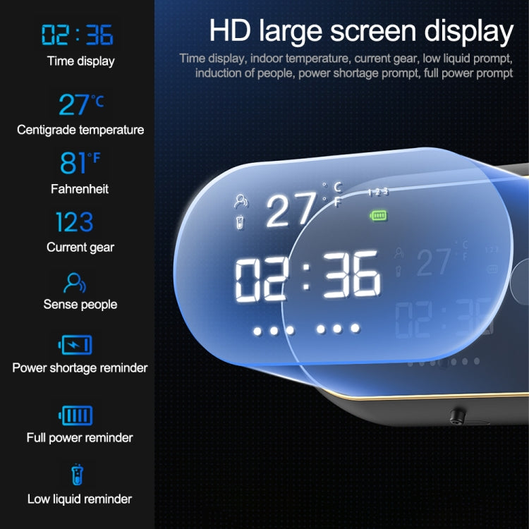 W2 Wall-mounted USB Charging  Automatic Foam Soap Dispenser With Time Temperature Display(Black)