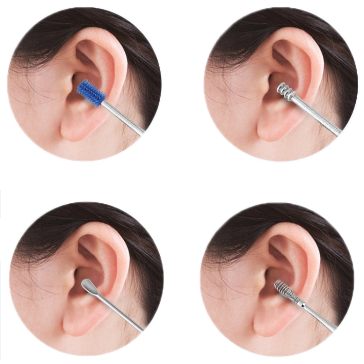 2 Packs Push-Pull Cylinder Storage Ear Scoop Set, Specification: 7 PCS/Set Green