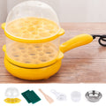 350W Electric Egg Omelette Cooker Frying Pan Steamer Cooker,EU Plug,Style: Double Layer Set Yellow