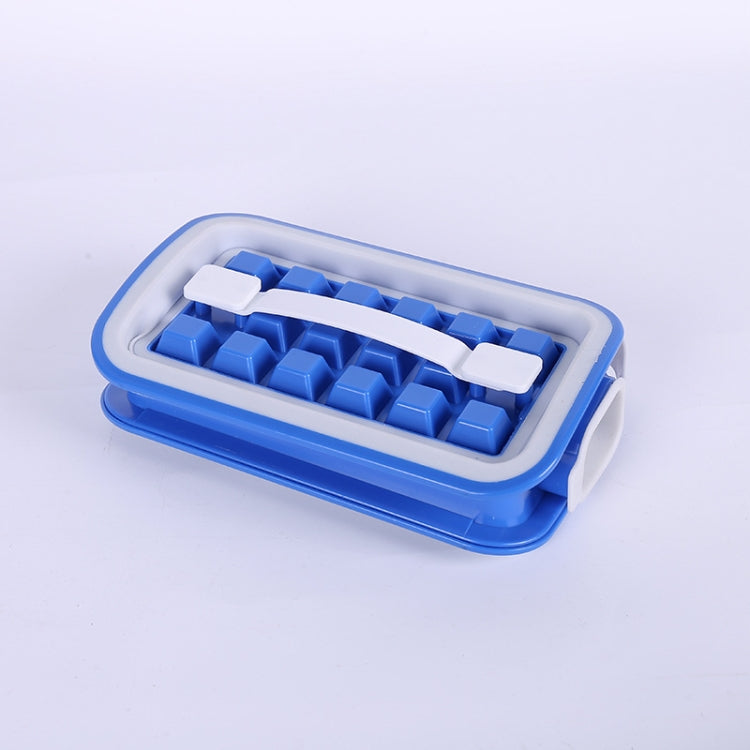 Folding Ice Tray Home Curling Storage Box Ice Cube Mold,Style: Rectangle  Blue
