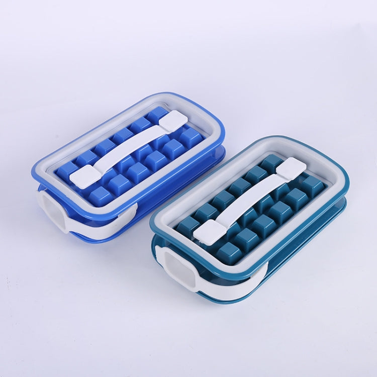 Folding Ice Tray Home Curling Storage Box Ice Cube Mold,Style: Rectangle  Blue