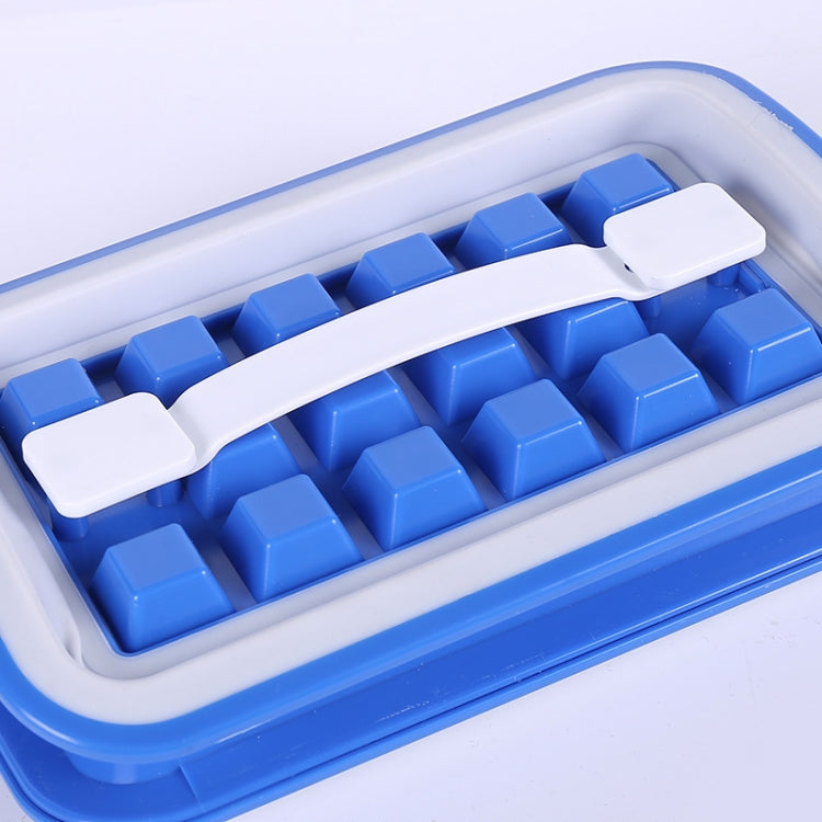 Folding Ice Tray Home Curling Storage Box Ice Cube Mold,Style: Rectangle  Blue