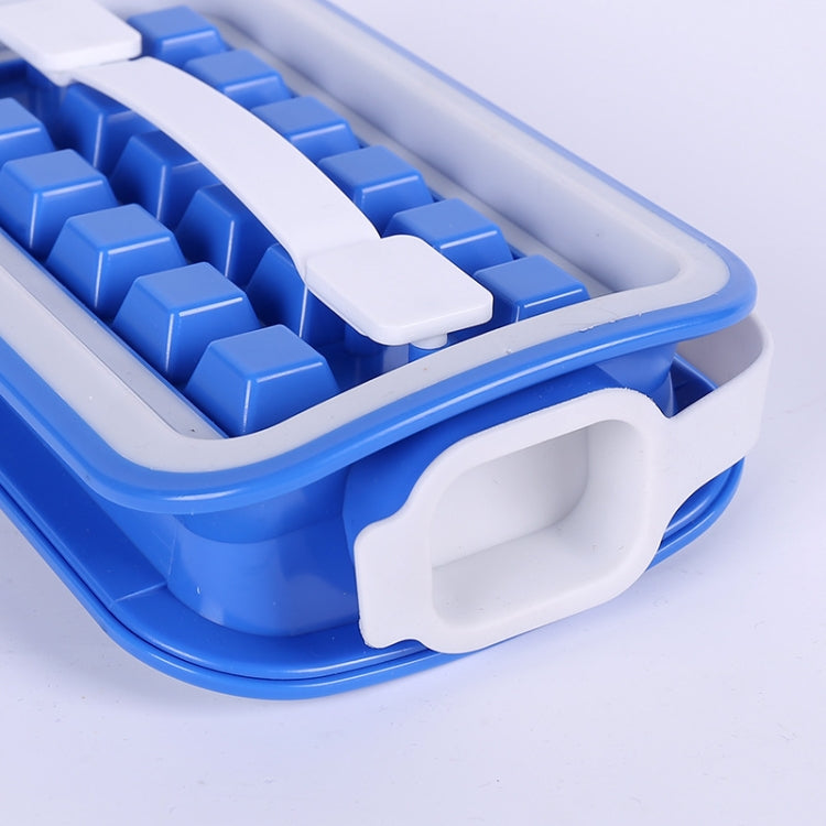 Folding Ice Tray Home Curling Storage Box Ice Cube Mold,Style: Rectangle  Blue