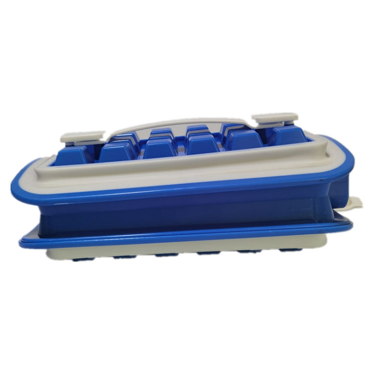 Folding Ice Tray Home Curling Storage Box Ice Cube Mold,Style: Rectangle  Blue