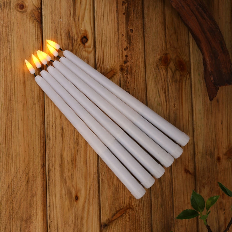 6 PCS B003 White Shell Long-rod Simulation Candle Light with Remote Control(Warm White Light)