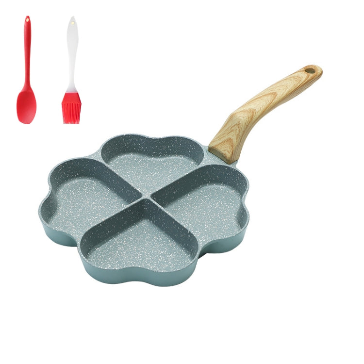 Maifan Stone Love Four-hole Fried Egg Pan Non-Stick Egg Dumpling Pan, Color: Green + Oil Brush Spoon