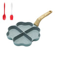 Maifan Stone Love Four-hole Fried Egg Pan Non-Stick Egg Dumpling Pan, Color: Green + Oil Brush Spoon