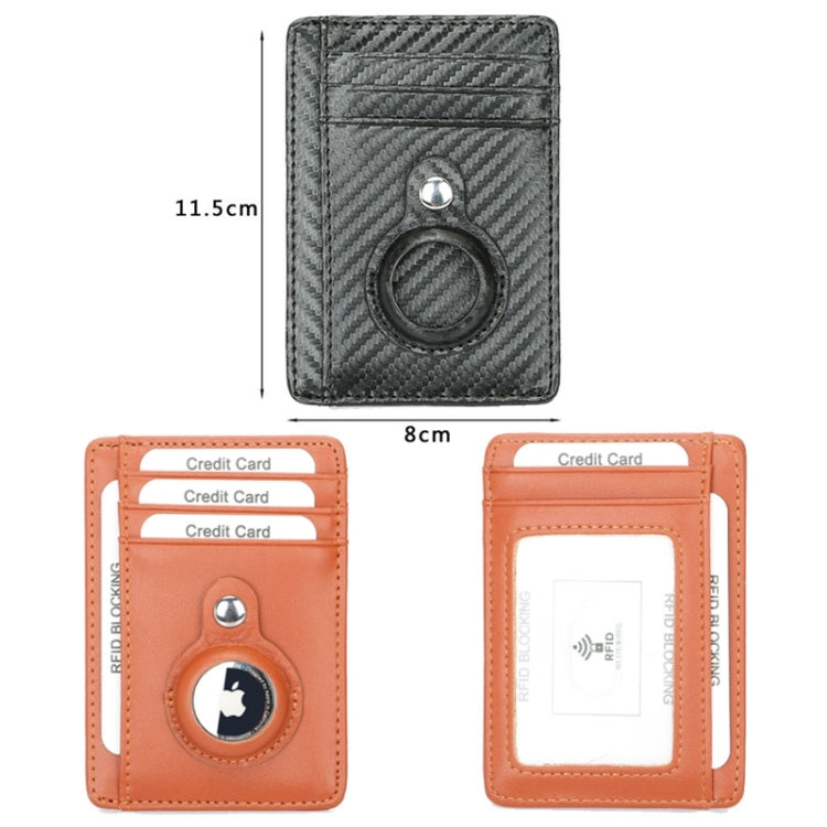 TQ-319 Anti-Theft Anti-Lost Tracker Leather Card Holder For AirTag, Style: Carbon Fiber (Brown)