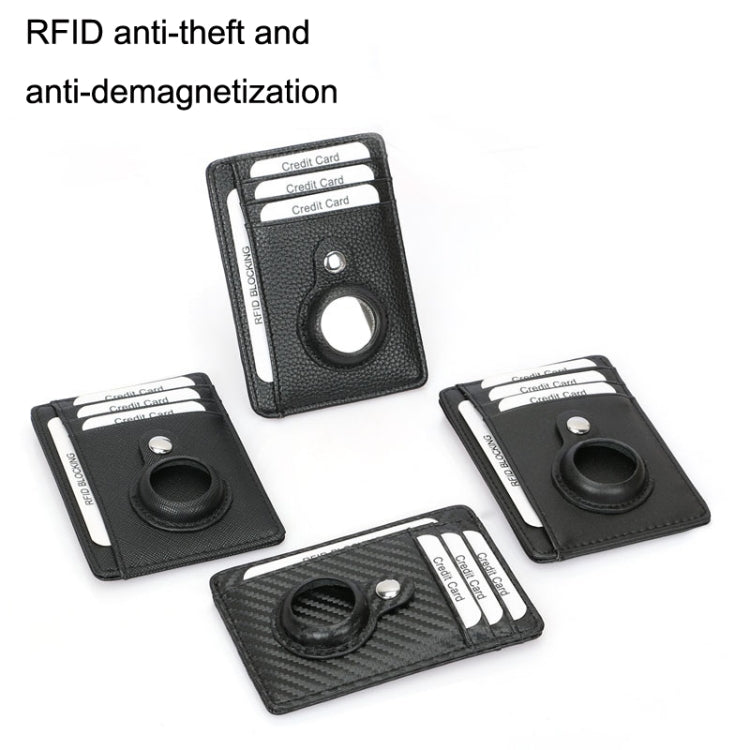 TQ-319 Anti-Theft Anti-Lost Tracker Leather Card Holder For AirTag, Style: Carbon Fiber (Brown)
