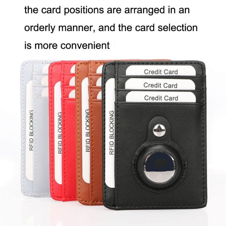 TQ-319 Anti-Theft Anti-Lost Tracker Leather Card Holder For AirTag, Style: Carbon Fiber (Brown)