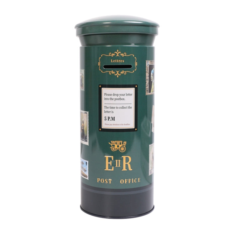 Retro Metal Wrought Iron Mailbox Piggy Bank Children Gift Ornaments(CK821 Green)