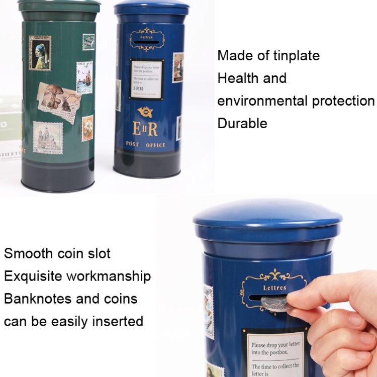 Retro Metal Wrought Iron Mailbox Piggy Bank Children Gift Ornaments(CK821 Green)