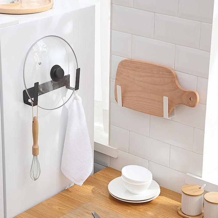 Wall-Mounted Carbon Steel Integrated Pot Lid Holder Kitchen Cutting Board Rack(White)