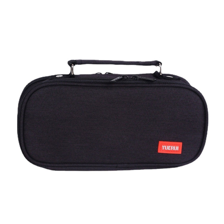 Large Capacity Multi-layer Portable Stationery Bag Canvas Pen Bag(Black)