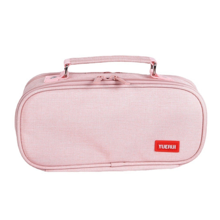 Large Capacity Multi-layer Portable Stationery Bag Canvas Pen Bag(Pink)