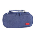 Large Capacity Multi-layer Portable Stationery Bag Canvas Pen Bag(Blue)