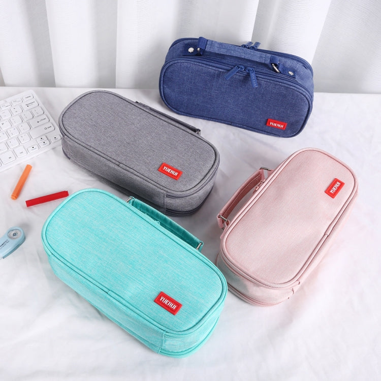 Large Capacity Multi-layer Portable Stationery Bag Canvas Pen Bag(Black)
