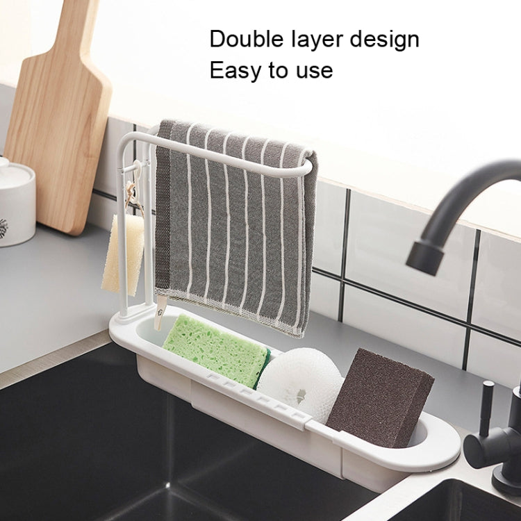 Disassembly With Towel Pole Telescopic Sink Rack(White)