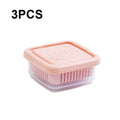 3 PCS Can Be Separated and Drained Fresh Keeping Box, Color: Pink Small