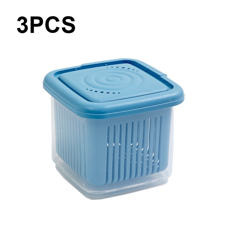 3 PCS Can Be Separated and Drained Fresh Keeping Box, Color: Blue Large