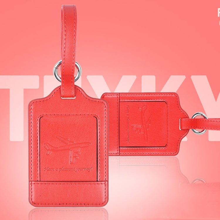 PU Leather Luggage Tag Multifunctional Suitcase Identification Tag(Red)
