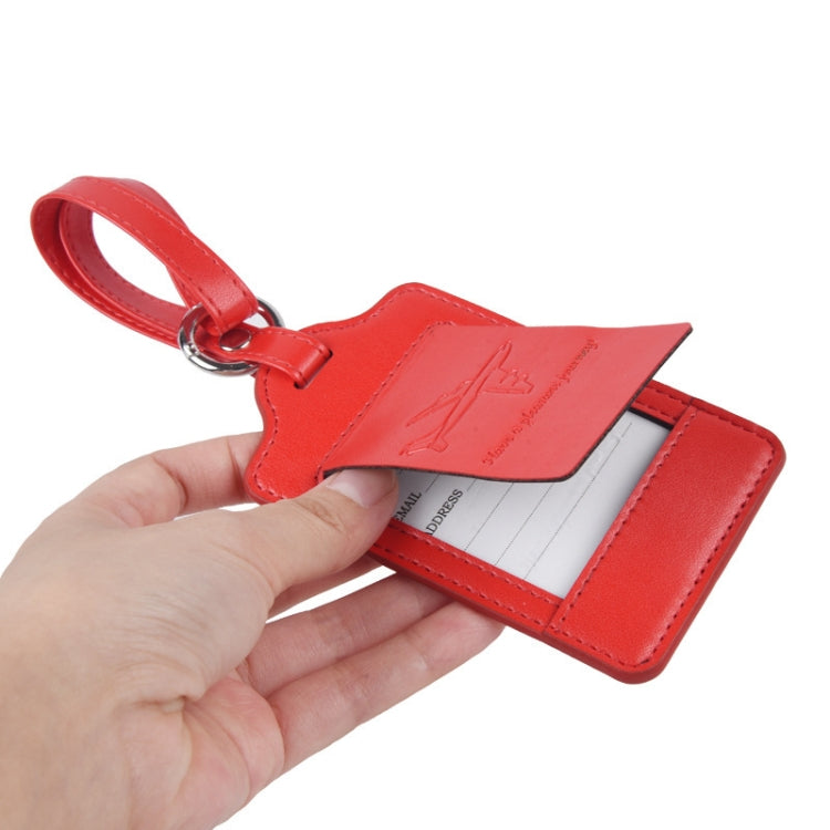 PU Leather Luggage Tag Multifunctional Suitcase Identification Tag(Red)