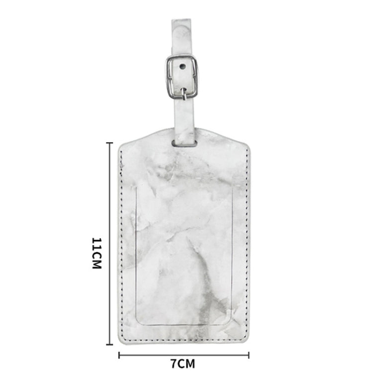 Marbled PU Leather Luggage Tag Oil Edge Sewing With Metal Hardware Buckle(Blue)