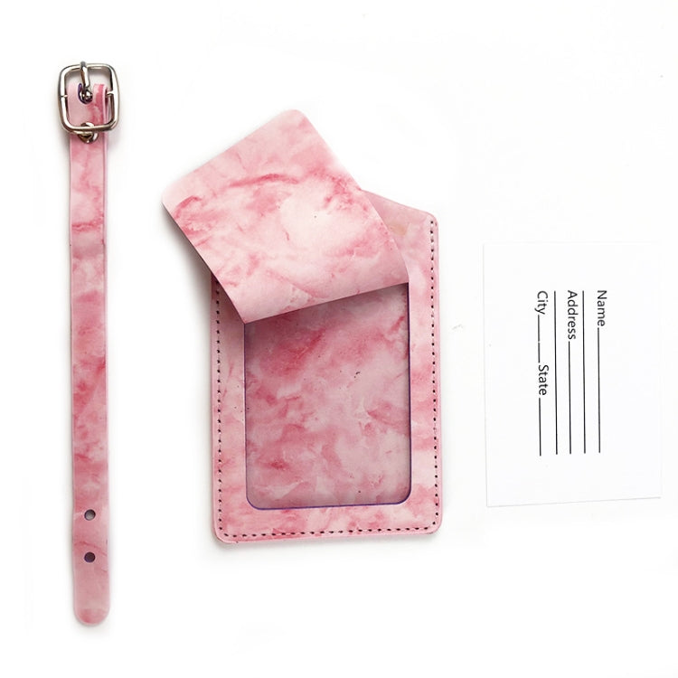 Marbled PU Leather Luggage Tag Oil Edge Sewing With Metal Hardware Buckle(Blue)