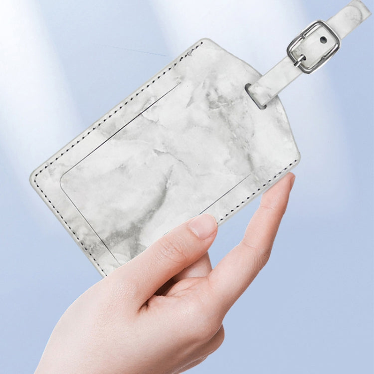 Marbled PU Leather Luggage Tag Oil Edge Sewing With Metal Hardware Buckle(Blue)