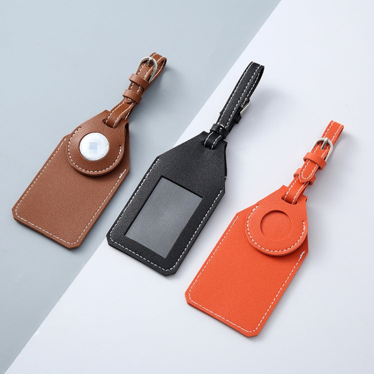 PU Anti-Lost Luggage Tag Tracker Cover for AirTag(Brown)