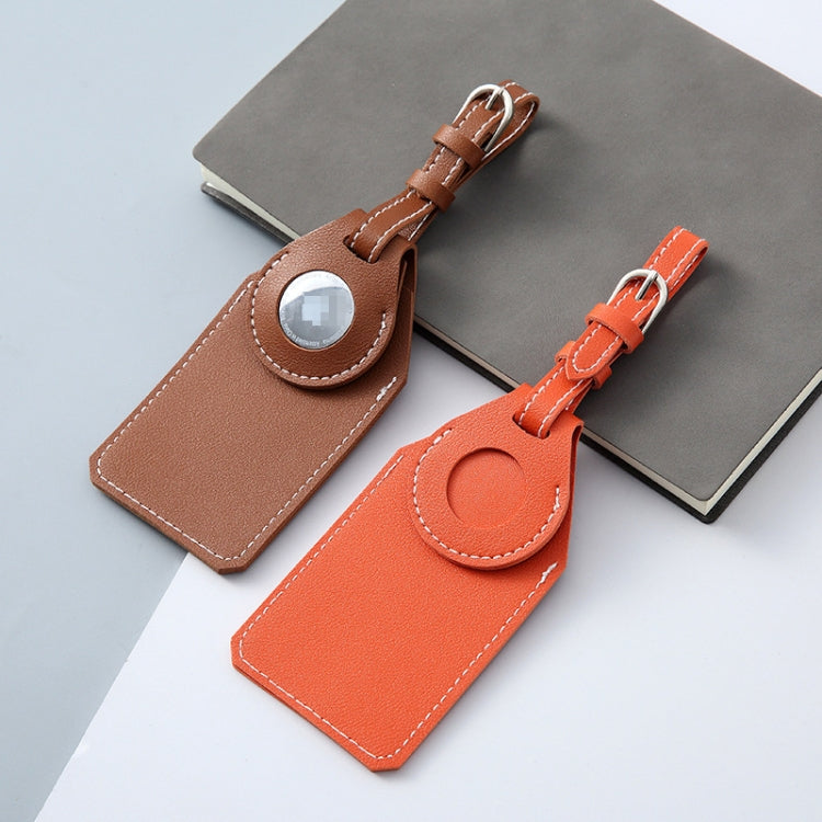 PU Anti-Lost Luggage Tag Tracker Cover for AirTag(Brown)