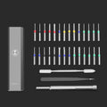 GREENER Screw Knife Set Disassembling Maintenance Tool, Series: 30 In 1 Aluminum Barrel