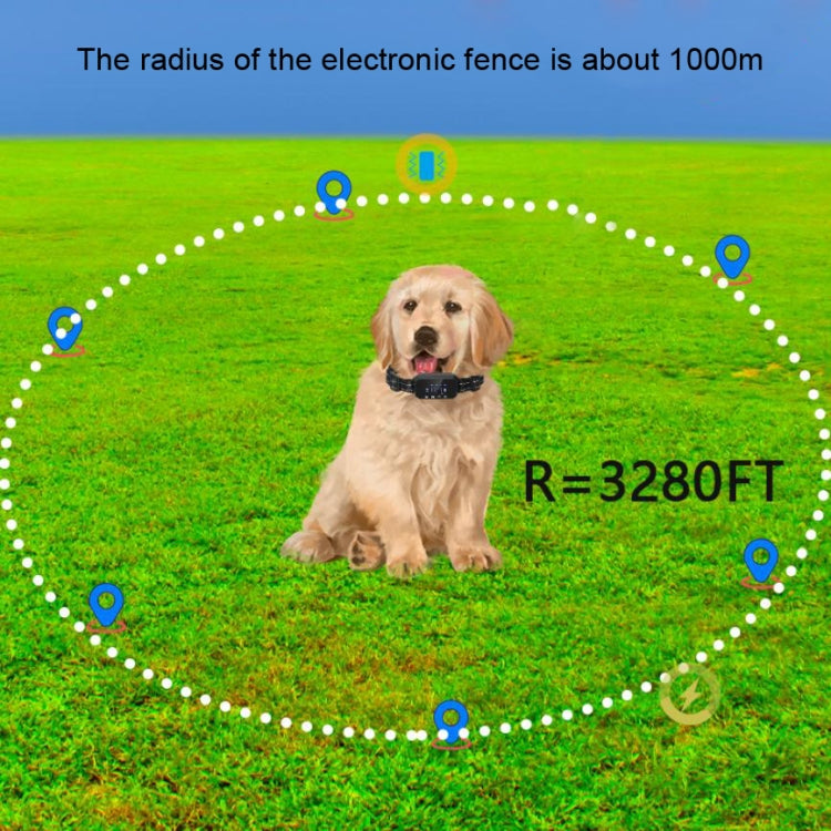 Dog Trainer Electronic Fence Smart GPS Wireless Bark Stop(Black)