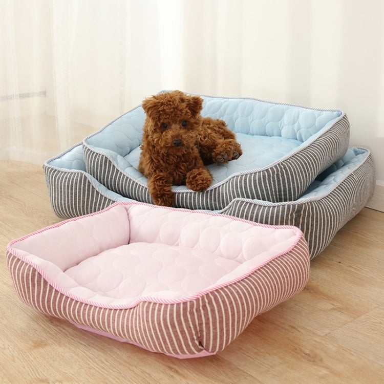 Summer Cold Feeling Dog Cat Kennel Ice Silk Cool Den M(Blue)