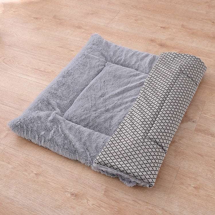 Double Sided Pet Mat Four Seasons Warm Dog Blanket,Size: S(Short Plush Gray)