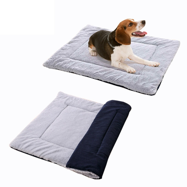 Double Sided Pet Mat Four Seasons Warm Dog Blanket,Size: L(Wick Strip Khaki)