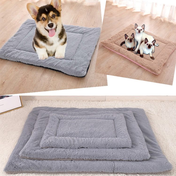 Double Sided Pet Mat Four Seasons Warm Dog Blanket,Size: L(Wick Strip Gray)
