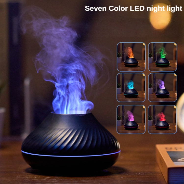 DQ705 Volcanic Flame Aroma Diffuser Essential Oil Lamp Air Humidifier with Color Night Light(Beige)