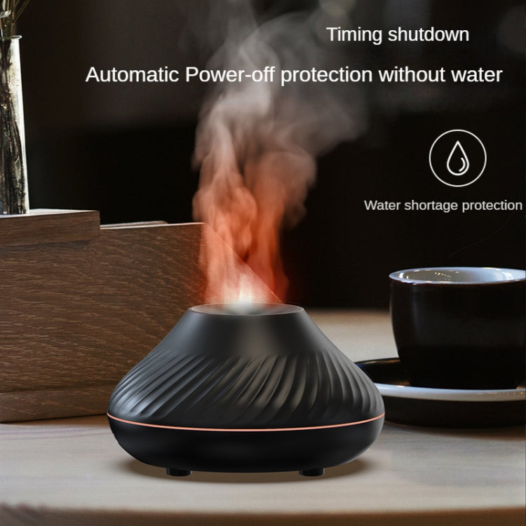DQ705 Volcanic Flame Aroma Diffuser Essential Oil Lamp Air Humidifier with Color Night Light(Beige)