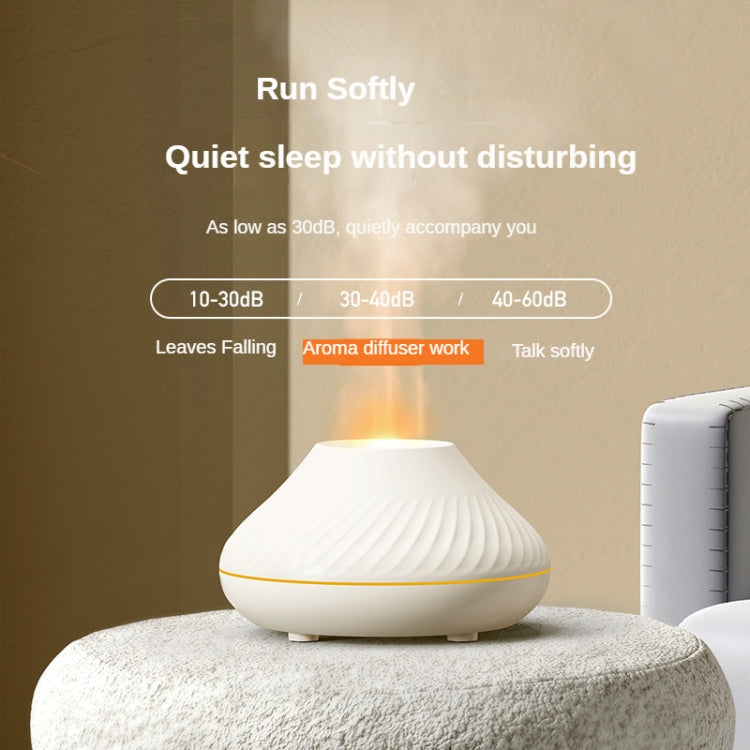 DQ705 Volcanic Flame Aroma Diffuser Essential Oil Lamp Air Humidifier with Color Night Light(Beige)