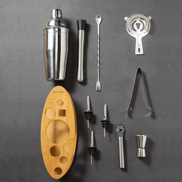 BY-011 11 In 1 Oval Wooden Stand Shaker Set Bartending Tools, Spec: 350ml