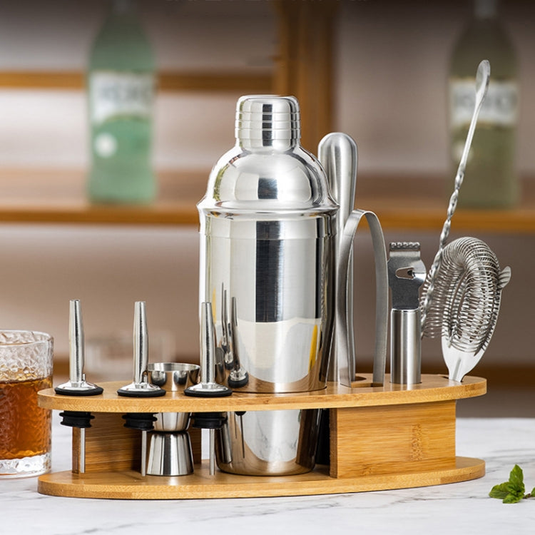 BY-011 11 In 1 Oval Wooden Stand Shaker Set Bartending Tools, Spec: 750ml